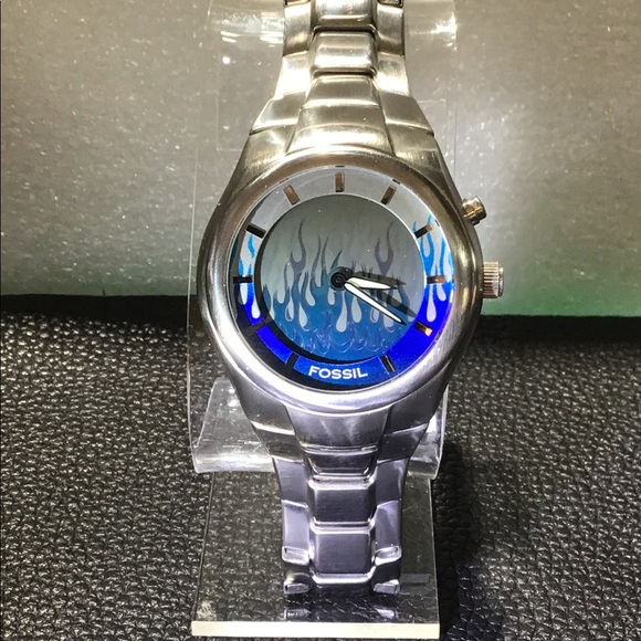 Fossil Big Tic Blue Flames 